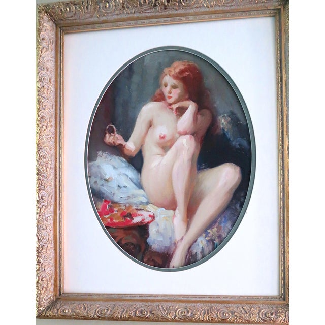 Mid 20th Century Joseph Tomanek, (Czechoslovakian/American 1889-1974) Oil on Artist Board "Nude With Red Hair" - Signed For Sale - Image 9 of 13