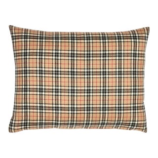 Scottish Tartan Beige Cushion With Velvet Back With Feather Filler - 33x46cm (15"x18") For Sale