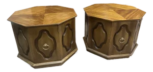 1960s Pair of Vintage/Mid-Century Mahogany Octagonal End Tables