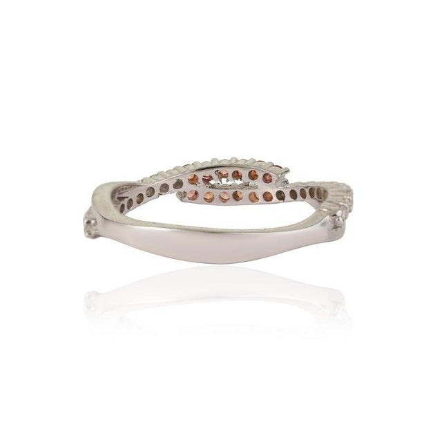 Orange Sapphire & Diamond Twist Shank Ring in Solid Silver, Size 7.5 For Sale - Image 9 of 15