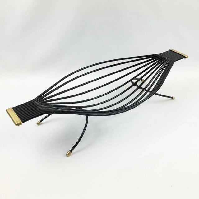 1960s Mid-Century Black Metal and Brass Zoomorphic Bowl Basket, France 1960s For Sale - Image 5 of 7