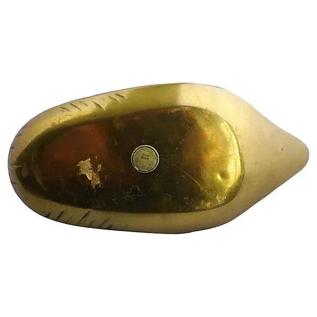 Williamsburg Pottery Brass Swimming Duck For Sale - Image 4 of 6