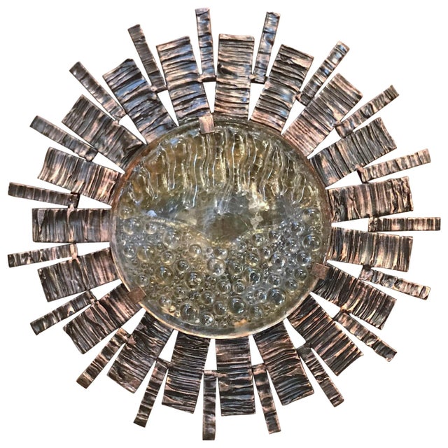 Pair of Vintage Italian Brutalist Sconces W/ Torch Cut Metal & Amber by Tom Ahlstrom & Hans Ehrich C 1970s For Sale - Image 11 of 12