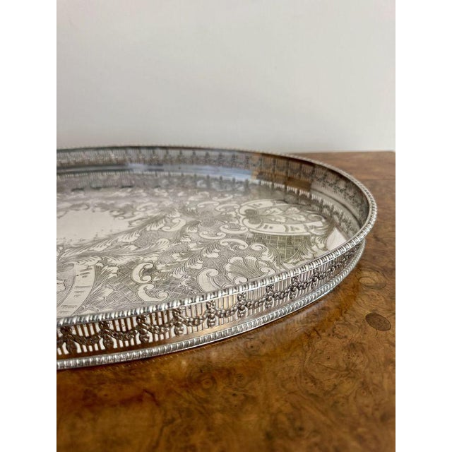 1900 - 1909 Antique Edwardian Silver Plated Tray, 1900s For Sale - Image 5 of 6