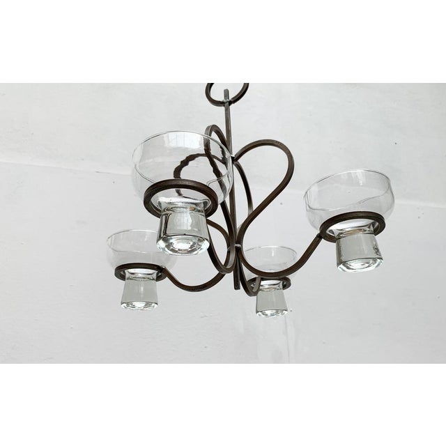 Mid-Century Danish Metal and Glass Candleholder, 1960s, in Very Good conditions. Designed 1960 to 1969