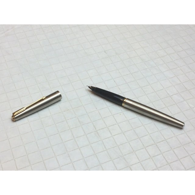 Vintage Parker Fountain Pen in Brushed Steel and Gold