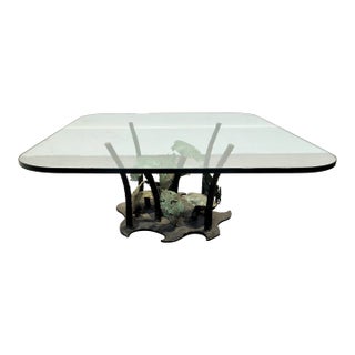 Silas Seandel Bronze Coffee Table With Aquatic Plant Design- Signed For Sale