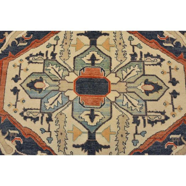 Heriz Rug 9’10” X 13’11” Orange Wool Traditional Hand-Knotted Carpet For Sale In Philadelphia - Image 6 of 15