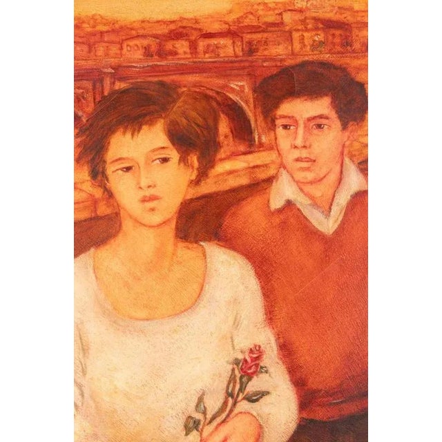 Oil on canvas realized by Mimmo Andriuoli (b. 1946) in 1990s. Hand signed. Very good condition. This piece is attributed...