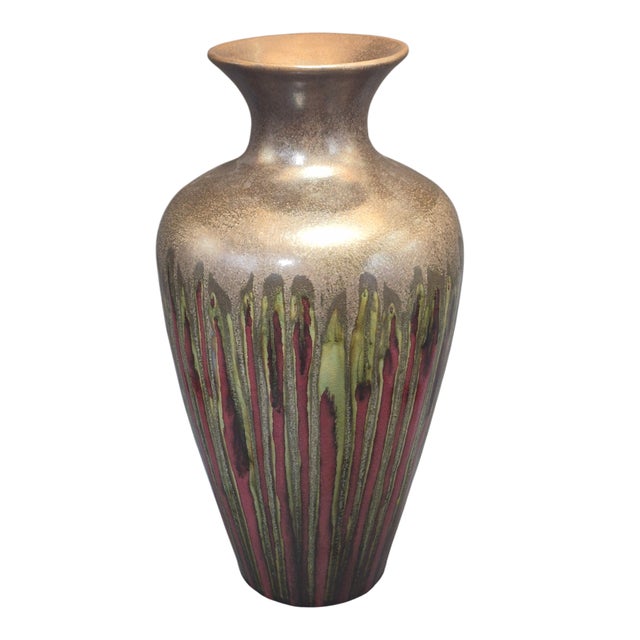 Vintage Mid-Century Modern Studio Art Drip Glazed Pottery 16'' Tall Vase For Sale - Image 10 of 10