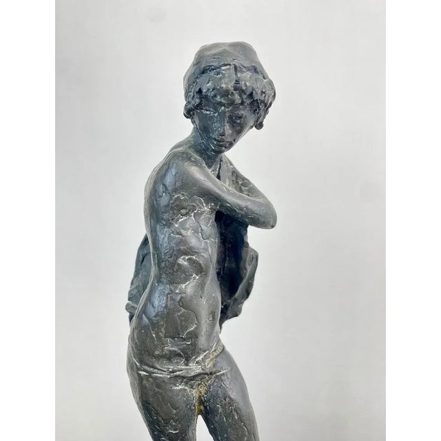 Augusto Murer, Boy with a Drape, 1980, Bronze, in Very Good conditions. Designed 1980 to 1989 This piece has an...