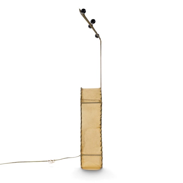 Frederic Weinberg Frederick Weinberg Mid Century Black Wire and Parchment Guitar Lamp For Sale - Image 4 of 8