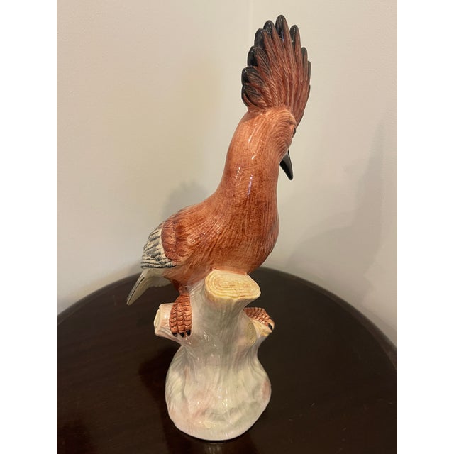 Eximious Italian Mid 20th Century Pair Porcelain Hoopoe Birds For Sale - Image 12 of 14