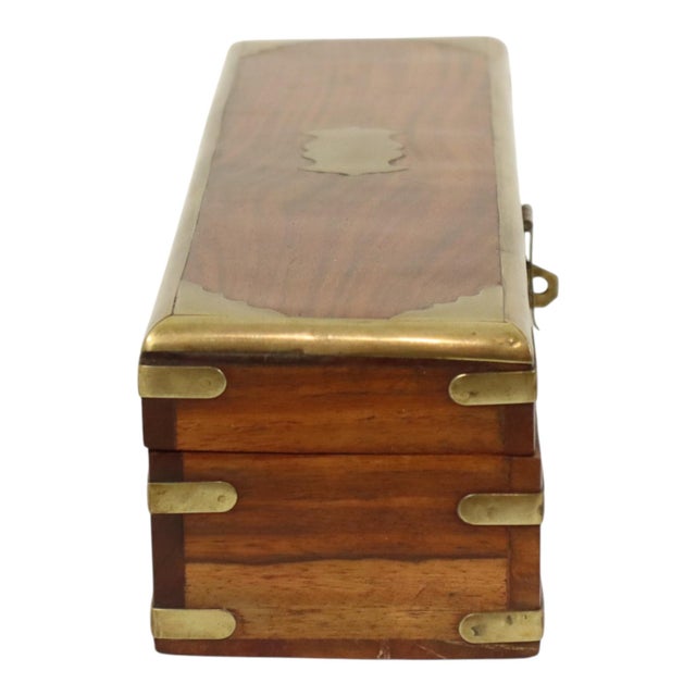 Anglo-Indian Hardwood Pen Box in Brass For Sale - Image 3 of 11