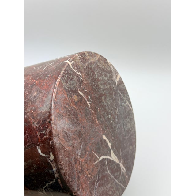 Red Zebra Marble Round Keepsake Box For Sale - Image 4 of 6