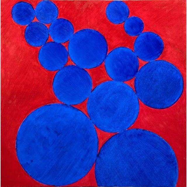 Giorgio Lo Fermo, Blue Circles, 2020, Original Oil on Canvas For Sale - Image 4 of 4