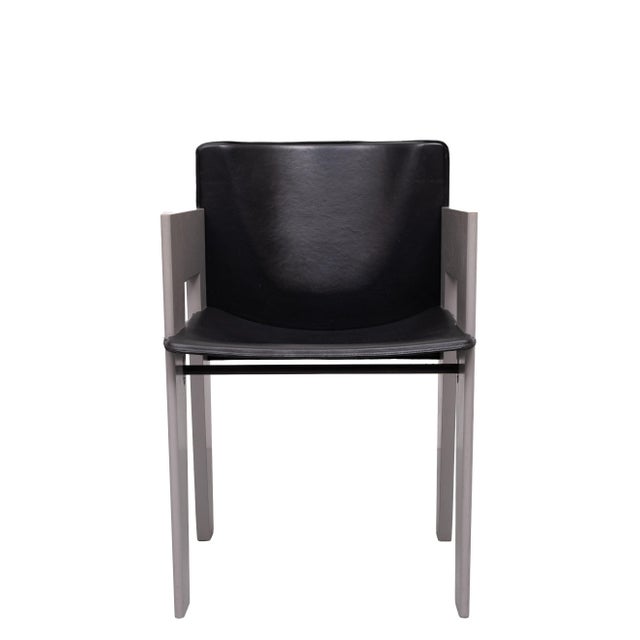 Leather & Wood Dining Chairs by Arnold Merckx for Arco, 1980s, Set of 5 For Sale - Image 11 of 18