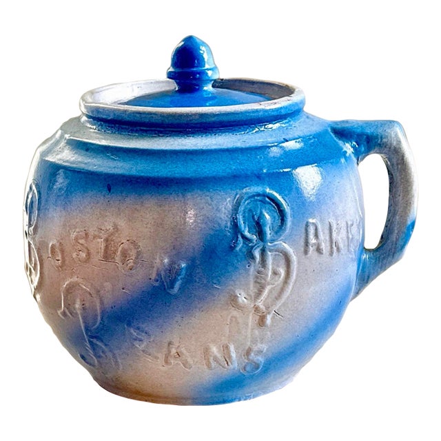 Antique Boston Stoneware Baked Beans Pot For Sale