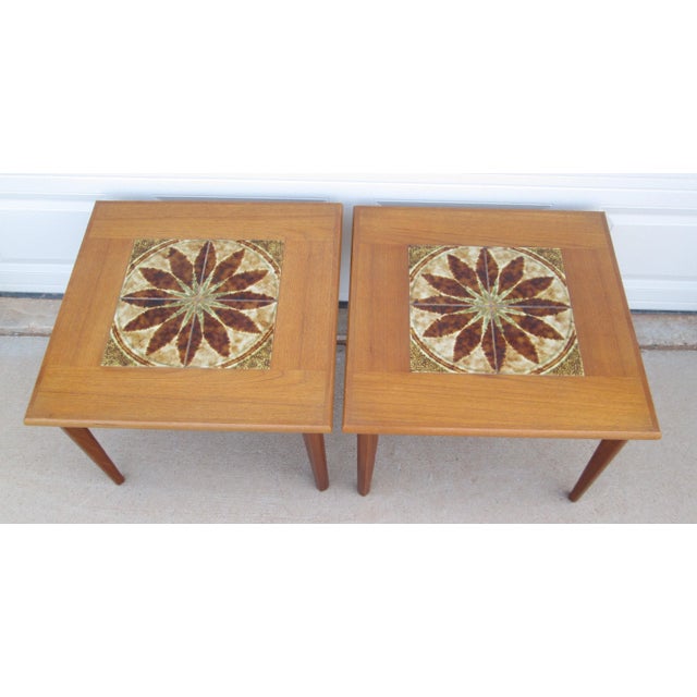 Mid 20th Century Set of 2 Brdr Furbo Teak Tile Side End Tables Danish Modern Denmark For Sale - Image 10 of 12