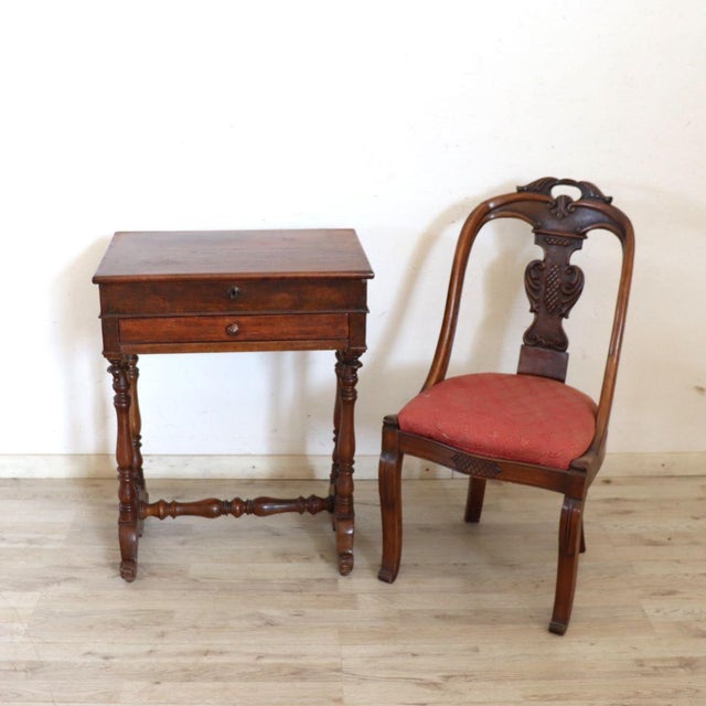 Wood Antique Vanity Table in Walnut, 1800s For Sale - Image 7 of 13