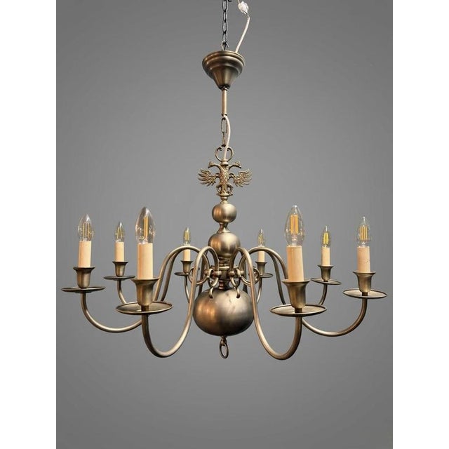 Vintage Flemish Chrome 8-Branch Chandelier For Sale - Image 6 of 6