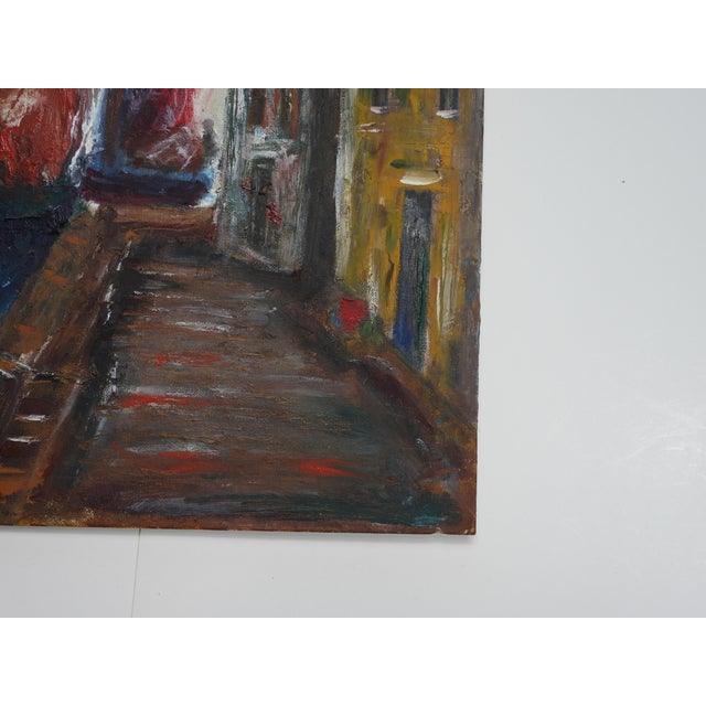 French Late 20th Century European Fishing Boat Harbor Painting For Sale - Image 3 of 6