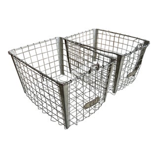 1950s Vintage Lyon Metal Wire Locker Baskets, Set of 2 For Sale