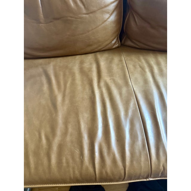 2020s West Elm Axel Leather Sofa, 89” – Mid-Century Modern Style in Brown For Sale - Image 5 of 7