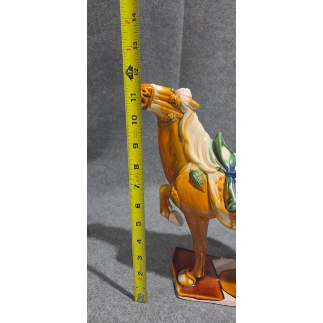 Chinese Tang Sancai Style Ceramic War Horse Statue With Drip Glaze For Sale - Image 15 of 16