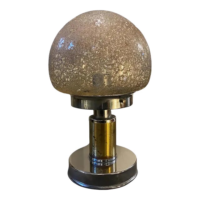 1970s Mazzega Attributed Space Age Metal and Glass Italian Table Lamp For Sale