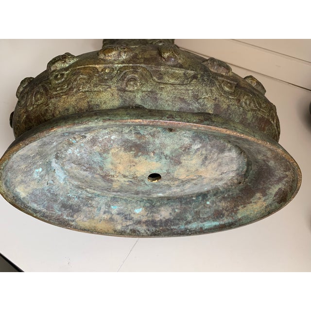 Chinese Achaistic Late Shang Dynasty Inlaid Bronze Gu Vessel For Sale - Image 12 of 13