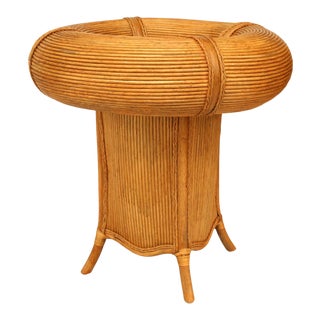 Italian Rattan Open Center Café Table For Sale