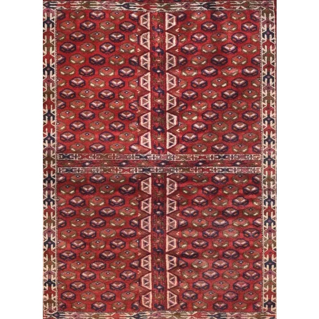 Antique Russian Yamud Bokara Rug, Size 3'5" x 4'2", Circa 1900's