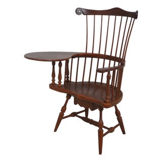 Frederick Duckloe Oak, Cherry, and Walnut Comb-Back Windsor Desk Writing Chair For Sale