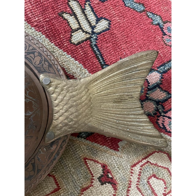 Tribal Vintage Copper and Brass Covered Fish Platter For Sale - Image 3 of 8