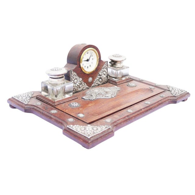 Wood Sterling Silver Inkwell, 19th Century, Set of 3 For Sale - Image 7 of 14