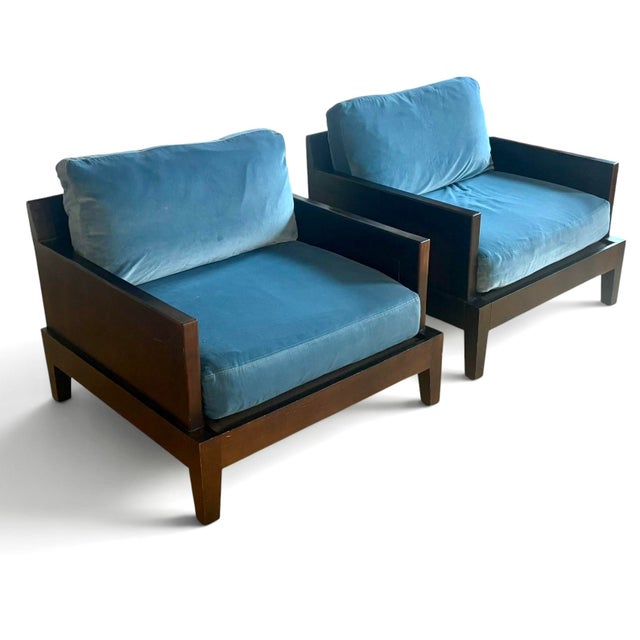 We are pleased to present a pair of Christian Liaigre “Opium” Club Chairs. Features Ebonized oak frame with premium soft...