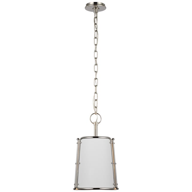 Modern Carrier & Company for Visual Comfort Signature Hastings Small Pendant in Polished Nickel with White Shade For Sale - Image 3 of 7