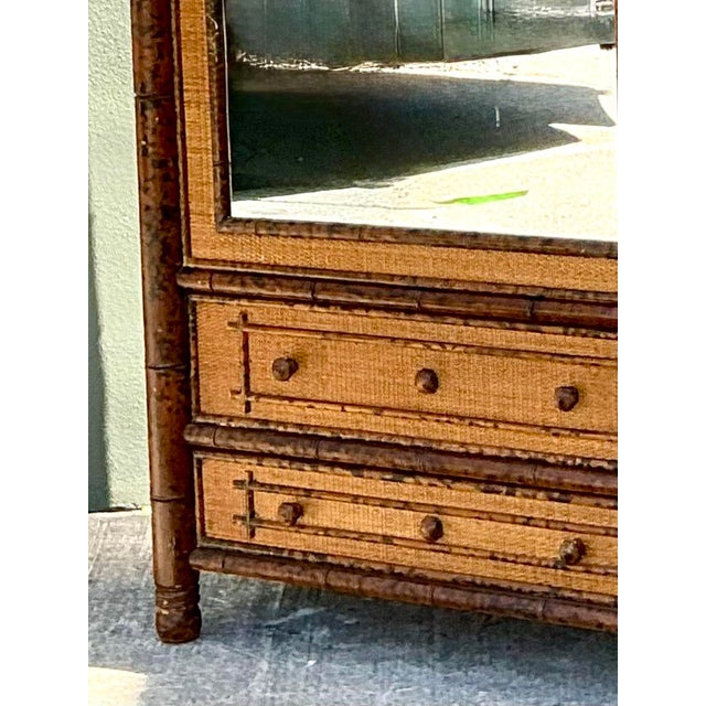 Vintage Tortoise Bamboo Mirror Front Armoire For Sale In West Palm - Image 6 of 12