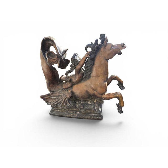 Mythological Sculptures Depicting Putti Riding Seahorses, 1950, Bronze, Set of 2 For Sale - Image 3 of 11