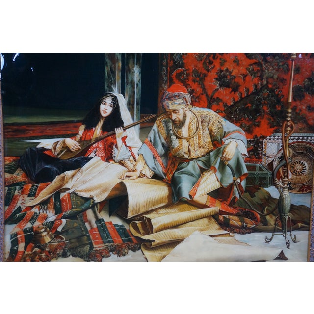 Late 20th Century Sultan's Favourite Song After Antonio Maria Fabres Y Costa Orientalist Painting, Framed For Sale - Image 6 of 12