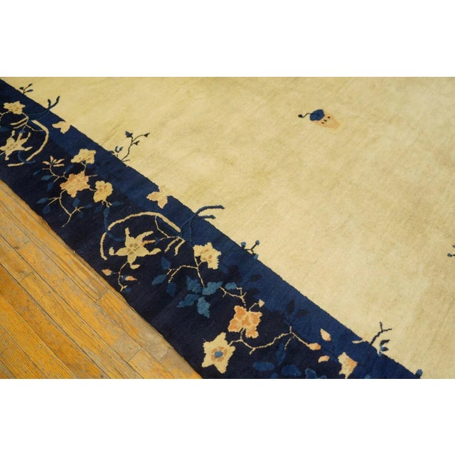 Taupe 1920s Rectangle Hand Knotted Wool Antique Open Field Medallion Blue Large Rug For Sale - Image 8 of 14