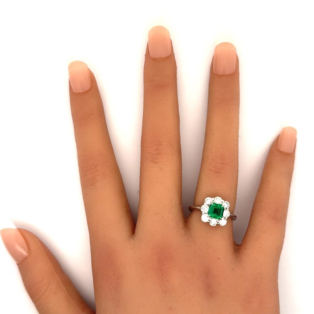 Simply the best of the best. The emerald set in this classic styled platinum ring is of exceptional quality. It weighs...