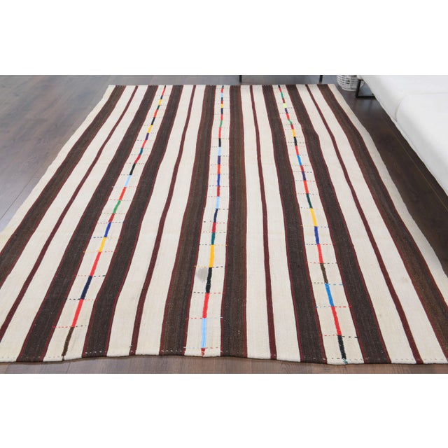 Vintage Turkish Hand-Knotted vintage rug is a semi-antique vintage kilim area rug.'70s Eastern region of Turkey's unique...