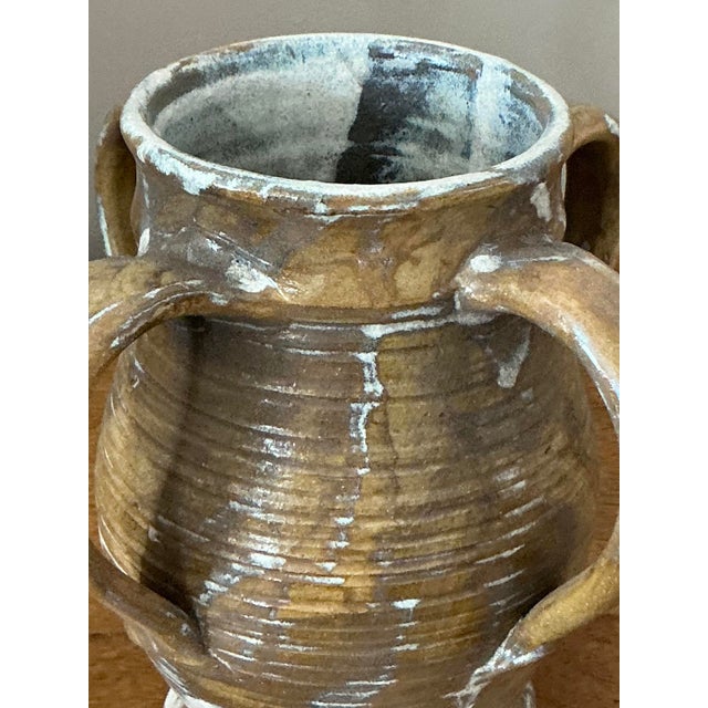 Farmhouse Vintage Boho Original Studio Pottery Handle Vase For Sale - Image 3 of 8