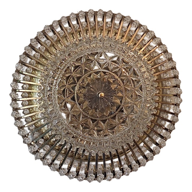 Glass and Brass Ceiling Light by Ernst Palme for Palwa, 1970s For Sale