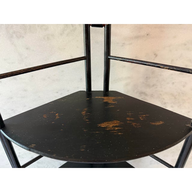 Black 3 Shelf Black Wood Corner Etagere For Sale - Image 8 of 8