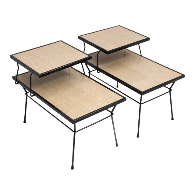 Iron Step Tables After George Nelson Frank & Sons Arbuck Paul McCobb Mid Century For Sale