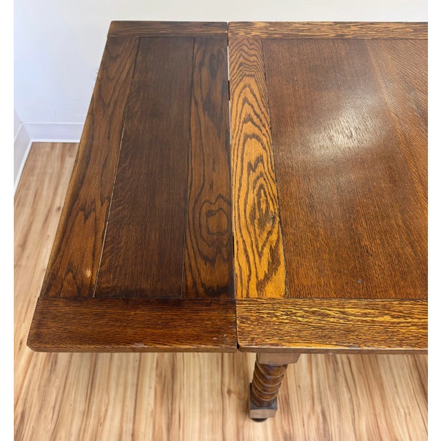 Antique Wood Barley Twist Expandable Refectory Table For Sale - Image 9 of 13