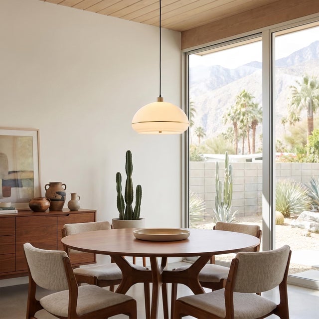 Mid-Century Modern Nova of California Modern Brass Pendant Light - Dinning and Kitchen Ceiling Lighting Fixure, White Lucite Shade, Chandelier For Sale - Image 3 of 6
